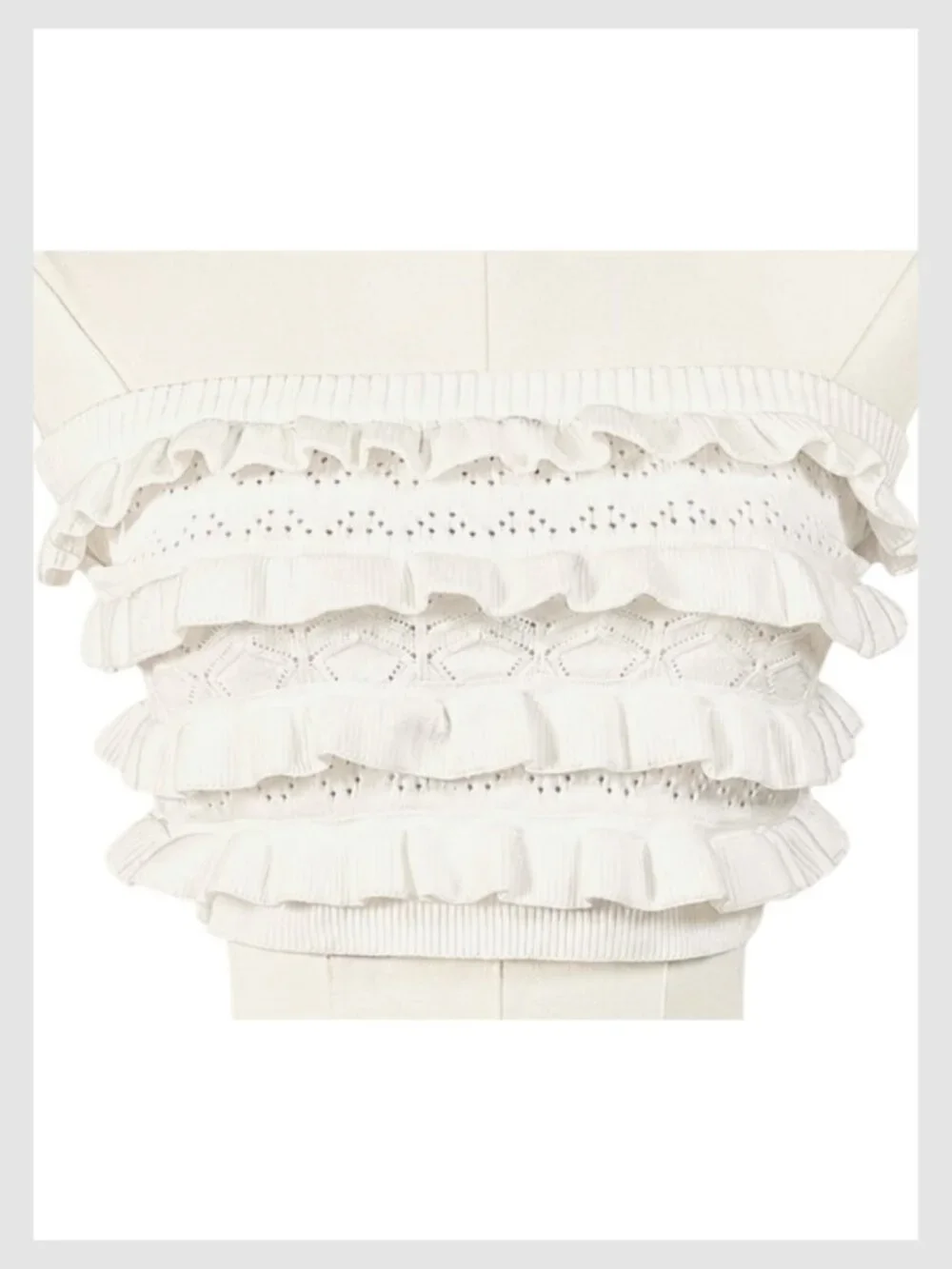 Edikted Lindsay Knit Ruffle Tube Top & Bloomer Shorts Set White M/L